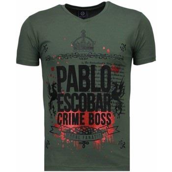 T-shirt Korte Mouw Local Fanatic Pablo Escobar Boss Rhinestone
