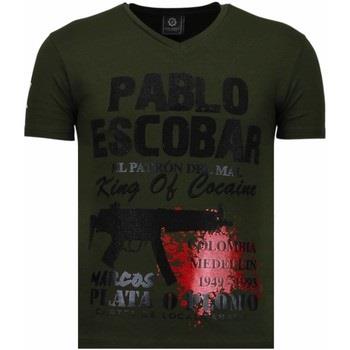 T-shirt Korte Mouw Local Fanatic Pablo Escobar Narcos Rhinestone