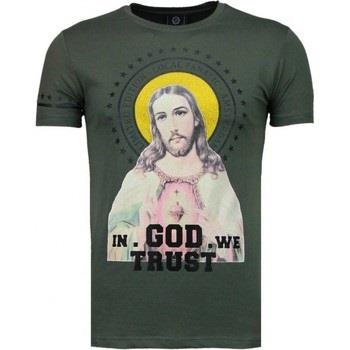 T-shirt Korte Mouw Local Fanatic Jesus Rhinestone