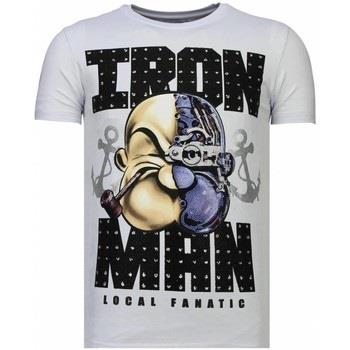 T-shirt Korte Mouw Local Fanatic Iron Man Popeye Rhinestone