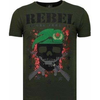 T-shirt Korte Mouw Local Fanatic Skull Rebel Rhinestone