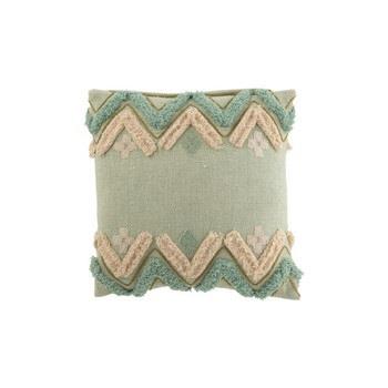 Kussens J-line COUSSIN ZIGZAG CARRE COT BLEU (45x45x45cm)