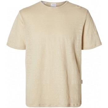 T-shirt Selected T-Shirt Bet Linen - Oatmeal