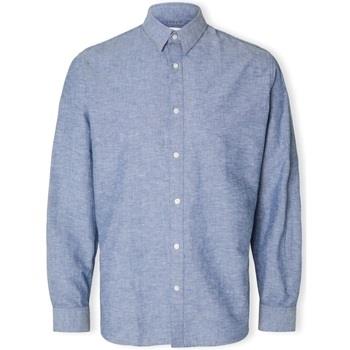 Overhemd Lange Mouw Selected Noos Slimnew-linen Shirt L/S - Medium Blu...
