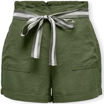 Korte Broek Only Luna Linen Shorts - Olive Green