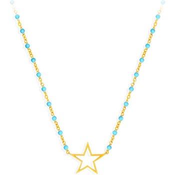 Collier Orusbijoux Collier Argent Doré étoile Et Pierre Turquoise