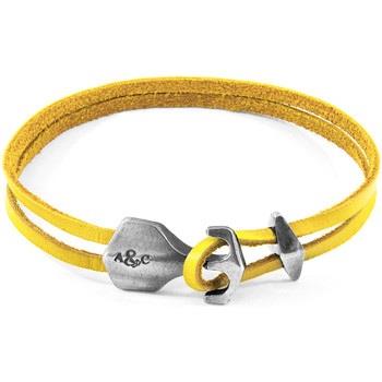 Bracelets Anchor &amp; Crew Bracelet Ancre Delta Argent Et Cuir Plat