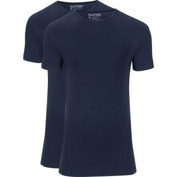 T-shirt Slater T-Shirts Stretch Lot de 2 Bleu Marine