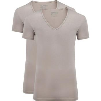 T-shirt Slater T-shirts Stretch Lot de 2 Col-V Couleur Peau