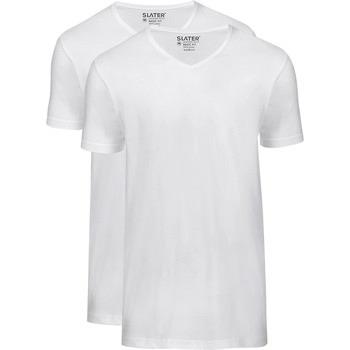 T-shirt Slater T-shirts Basiques Lot de 2 Col-V Blanc