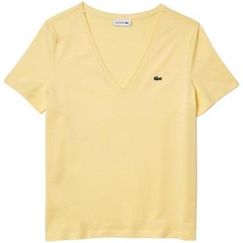 T-shirt Lacoste T shirt Femme Col V Ref 54003 6XP Jaune