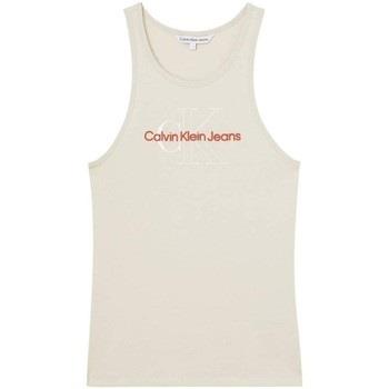 T-shirt Calvin Klein Jeans Debardeur Femme Ref 55830 Ecru