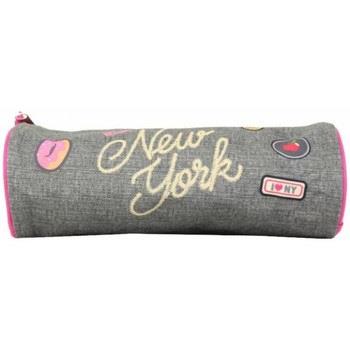 Cartable Pol Fox Trousse New York Gris / Rose 1 compartiment