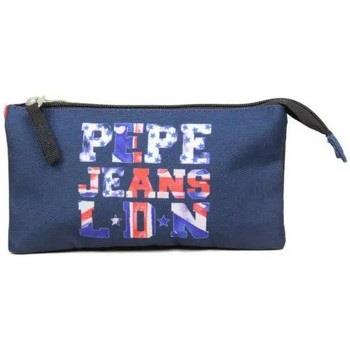 Sac à main Pepe jeans Trousse logo Anglais bleu marine double