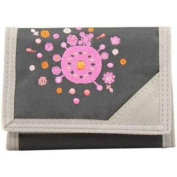 Cartable Tann's Petit portefeuille en toile / Gris déco brodée fleurs
