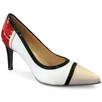 Chaussures escarpins Brenda Zaro Escarpin talon Blanc/Beige/Rouge