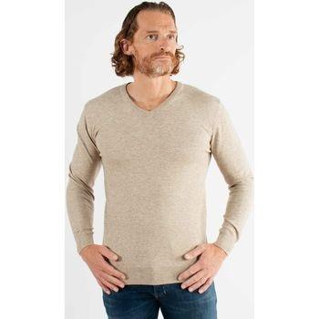 Pull Hollyghost Pull col V beige en touch cashemere unicolore