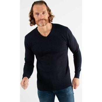 Pull Hollyghost Pull col V navy en touch cashemere unicolore