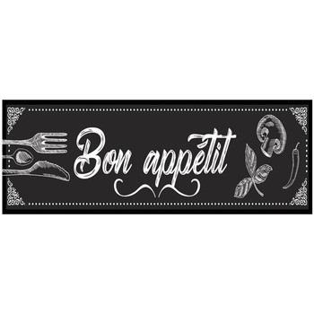 Tapis Sud Trading Grand tapis de cuisine noir bon appétit