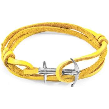 Bracelets Anchor &amp; Crew Bracelet Ancre Admiral Argent Et Cuir Plat