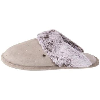 Chaussons Isotoner Chaussons mules a pois femme Ref 58296 ABI Taupe
