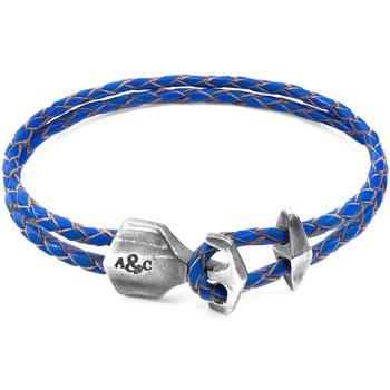 Bracelets Anchor &amp; Crew Bracelet Ancre Delta Argent Et Cuir Tressé