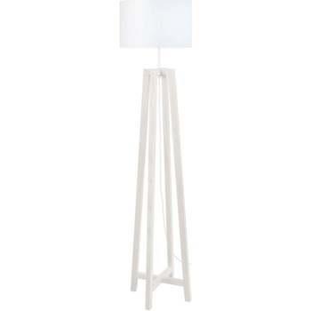 Lampadaires Tosel Lampadaire colonne bois blanc