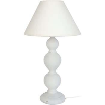 Lampes de bureau Tosel Lampe de chevet colonne bois blanc cerrusé