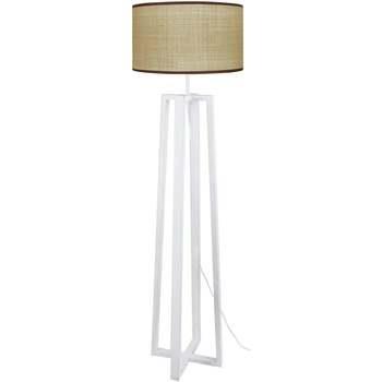 Lampadaires Tosel Lampadaire colonne bois blanc et