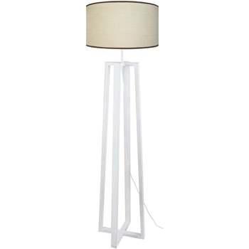 Lampadaires Tosel Lampadaire colonne bois blanc et créme