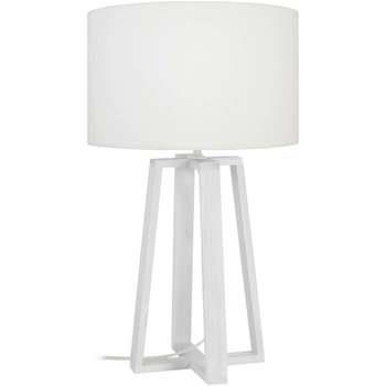 Lampes de bureau Tosel Lampe de chevet colonne bois blanc et écru