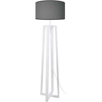 Lampadaires Tosel Lampadaire colonne bois blanc et gris