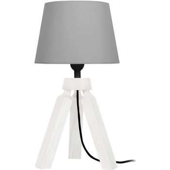 Lampes de bureau Tosel Lampe de chevet trépied bois blanc et gris