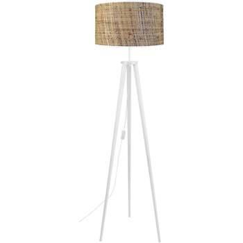 Lampadaires Tosel Lampadaire trépied bois blanc et Jute