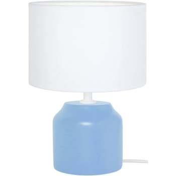 Lampes de bureau Tosel Lampe de chevet cylindrique bois bleu et blanc