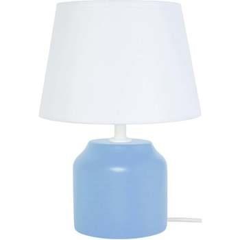 Lampes de bureau Tosel Lampe de chevet cylindrique bois bleu et blanc