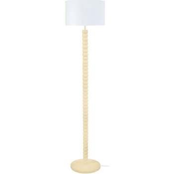 Lampadaires Tosel Lampadaire droit bois crème et blanc