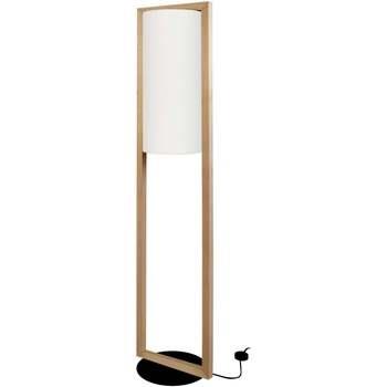 Lampadaires Tosel Lampadaire colonne bois foncé et blanc