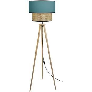 Lampadaires Tosel Lampadaire trépied bois foncé et bleu