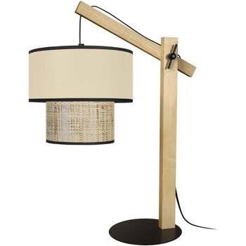 Lampes de bureau Tosel Lampe a poser articulé bois foncé et creme