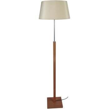 Lampadaires Tosel Lampadaire droit bois foncé et créme