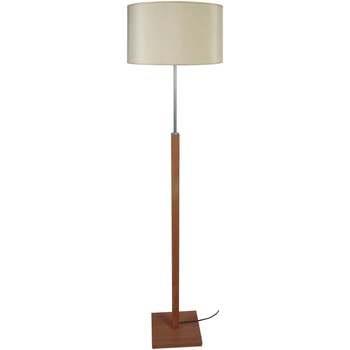 Lampadaires Tosel Lampadaire droit bois foncé et créme