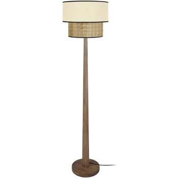 Lampadaires Tosel Lampadaire droit bois foncé et créme