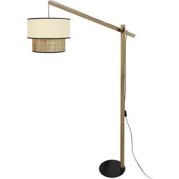 Lampadaires Tosel Lampadaire droit bois foncé et créme