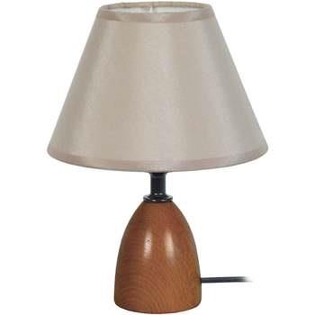 Lampes de bureau Tosel Lampe de chevet conique bois foncé et créme