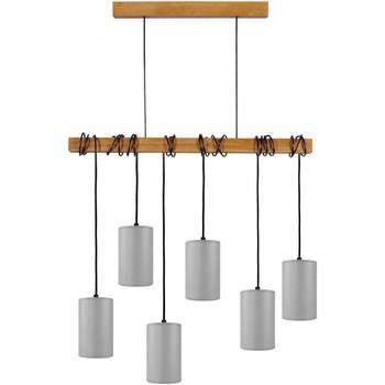 Lustres, suspensions et plafonniers Tosel Lustre bar bois foncé et gri...