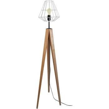 Lampadaires Tosel Lampadaire trépied bois foncé et gris