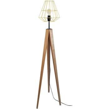 Lampadaires Tosel Lampadaire trépied bois foncé et jaune