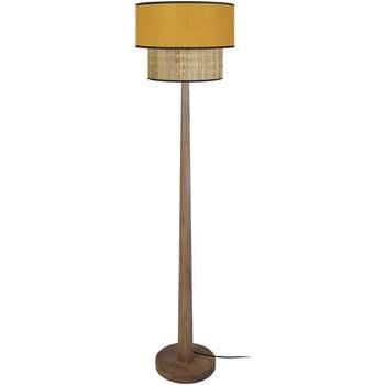 Lampadaires Tosel Lampadaire droit bois foncé et jaune