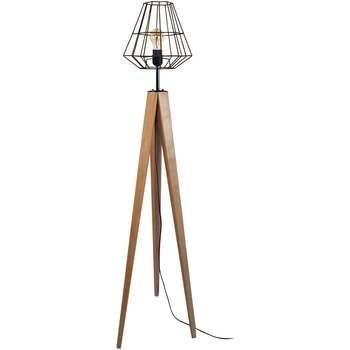 Lampadaires Tosel Lampadaire trépied bois foncé et marron